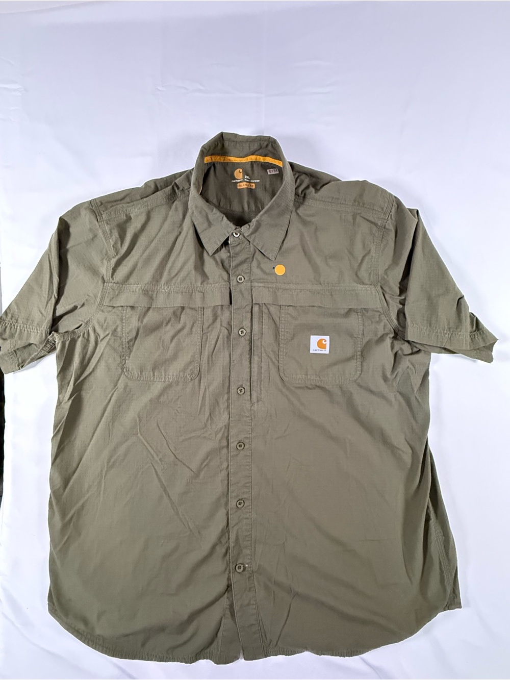 Carhartt Men's Short-Sleeve Button-Down Shirt in Olive Green